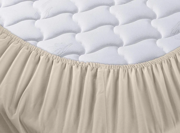 Cotton Collection Ranforce Çift Kişilik Fitted Düzboya Bej ürün görseli 1