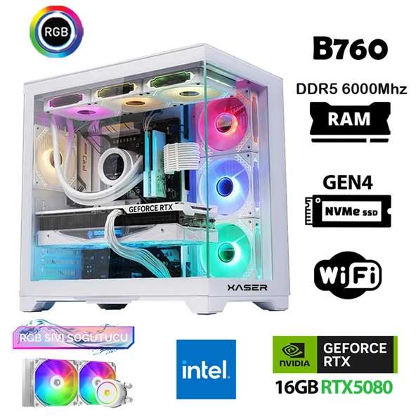 Xaser Velox X420 i7 14700f 32GB DDR5 Ram 1TB M.2 NVMe SSD 16GB RTX5080 Oyuncu Tavsiye Sistem ürün görseli 1
