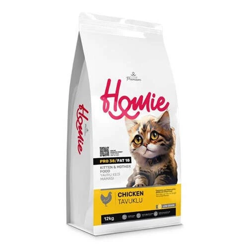 Homie Düşük Tahıllı Tavuk Etli Açık Yavru ve Anne 1 Kg Kedi Maması ürün görseli 1