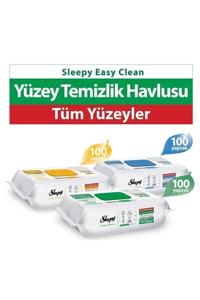 Sleepy Beyaz Sabun, Çamaşır Suyu, Arap Sabunu Yüzey Temizleme Havlusu 100'lü ürün görseli 1
