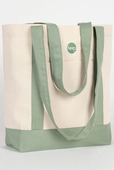 Heep Mint Yeşili Cepli Kanvas Tote Çanta - Resim 2