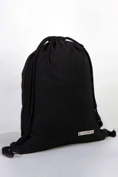Rakerplus Siyah 35x40 cm Unisex Ham Bez Büzgülü Sırt Ayakkabı Çantası ürün görseli 1