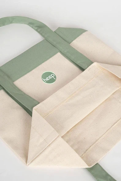 Heep Mint Yeşili Cepli Kanvas Tote Çanta - Resim 4