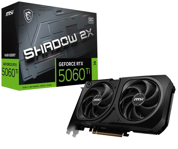 MSI VGA GEFORCE RTX 5060 TI 16G SHADOW 2X OC PLUS RTX5060TI 16GB GDDR7 128B DX12 PCIE 5.0 X16 3XDP 1XHDMI ürün görseli 1