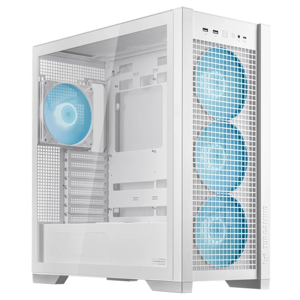 ASUS TUF GAMING GT302 TG ARGB MAKSIMUM SOGUTMA SÖK TAK ÜST VE YAN PANELLER GIZLENMIS ANAKART BAGLANTI DESTEGI 4 ADET 140 X 28 MM FAN E ATX 12x10.9 ATX Micro-ATX Mini-ITX - BEYAZ KASA ürün görseli 1