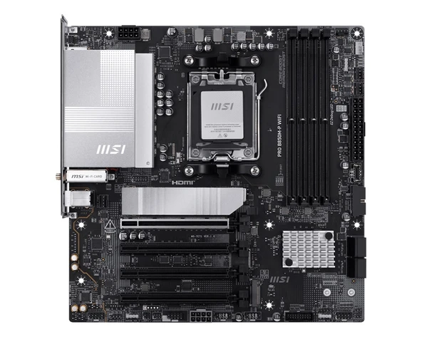 MSI MB PRO B850M-P WIFI AM5 DDR5 8200MHZOC HDMI DP 3x M.2 USB 10Gbs 5G LAN WI-FI 7 mATX ürün görseli 1
