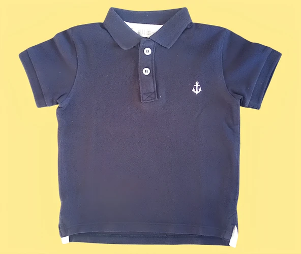 H&M Erkek Bebek % 100 Pamuklu Pike Polo Tişört (1,5-2) Yaş ürün görseli 1