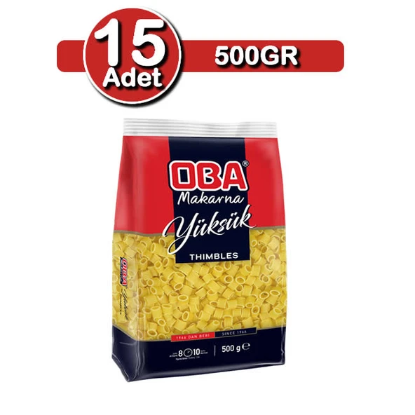Oba Yüksük Makarna 500 G X 15 Adet | Çoklu Stok Paketi ürün görseli 1