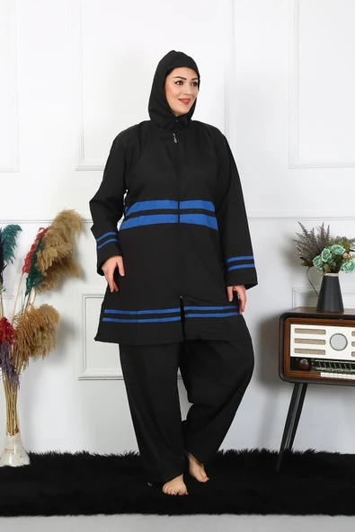 Moda Çizgi Büyük Beden Tesettür Mayo 7XL-8XL-9XL-10XL Siyah 55011 ürün görseli 1