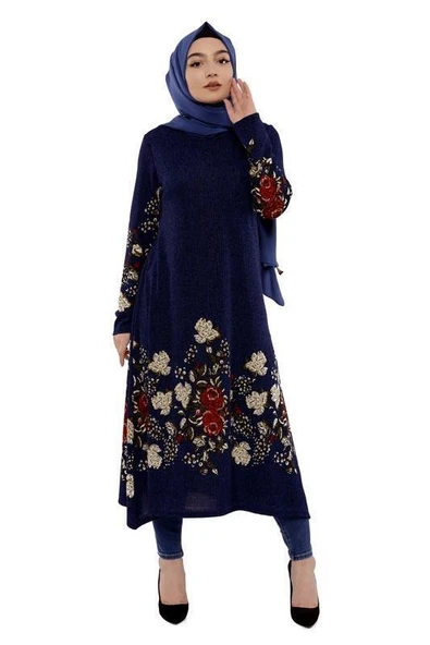Moda Çizgi İşlemeli Krep Şal - Resim 3