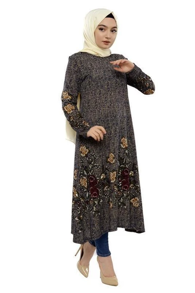 Moda Çizgi İşlemeli Krep Şal - Resim 2