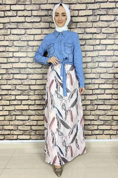 Moda Çizgi Tesettür Elbise ürün görseli 1