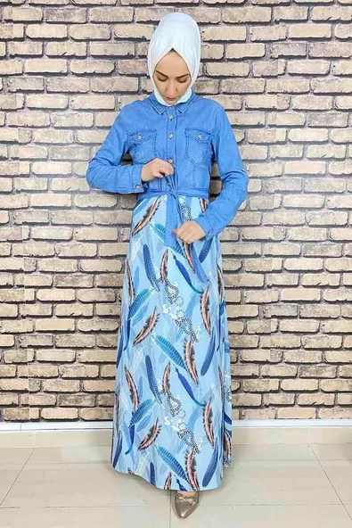 Moda Çizgi Tesettür Elbise ürün görseli 1