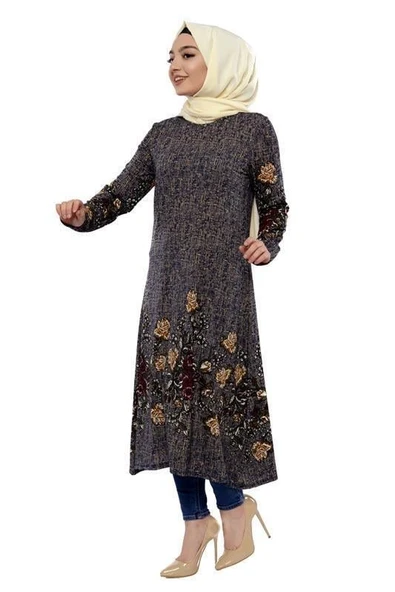 Moda Çizgi İşlemeli Krep Şal - Resim 3
