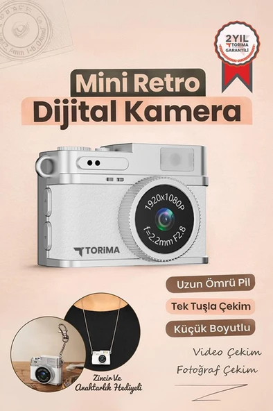 Mini Dijital Kamera Selfie Video Vlog Kamerası Mini Anahtarlık 1080P CMR35 Beyaz ürün görseli 1