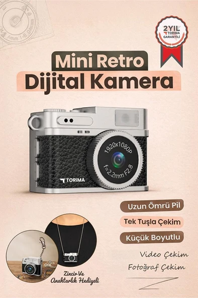 Mini Dijital Kamera Selfie Video Vlog Kamerası Mini Anahtarlık 1080P CMR35 Siyah ürün görseli 1