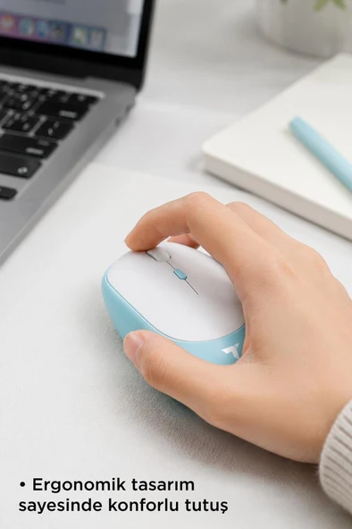 Mouse Çift Modlu Sessiz Kablosuz Fare TM16 Mavi - Resim 4