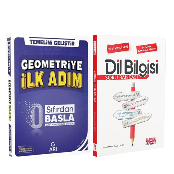 Arı Yayınları 0 Sıfırdan Başla Geometriye İlk Adım ve AKM Dil Bilgisi Soru Bankası Seti 2 Kitap ürün görseli 1