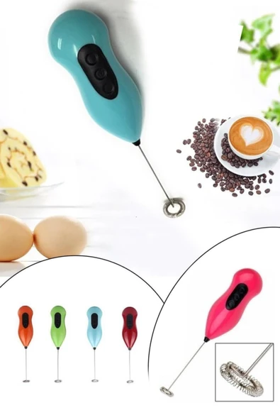 ER-EV Mavi Mini Mikser Kahve Süt Köpürtücü Karıştırıcı Cappucino Mixer Pilli Çırpıcı ürün görseli 1