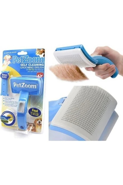 Pet Zoom Self Cleaning - Kedi Köpek Bakım Tüy Makas Ve Tarağı ürün görseli 1
