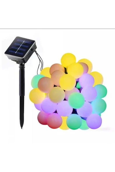 MENFRY Solar Güneş Enerjili Rgb Led 7 Metre 50 Led Top Beyaz Top Bahçe Aydınlatma Led Işık ürün görseli 1