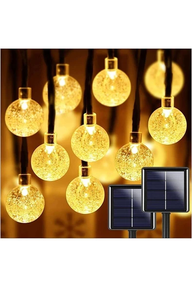 Solar Enerjili Led Kristal Küre Işıklar Su Geçirmez Bahçe Balkon Ağaç Aydınlatma 7 M(50 TOP LED) ürün görseli 1