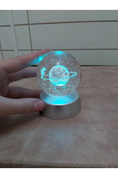 DNC LIGHTING 3d Satürn Kız Kristal Işıklı Cam Küre ürün görseli 1
