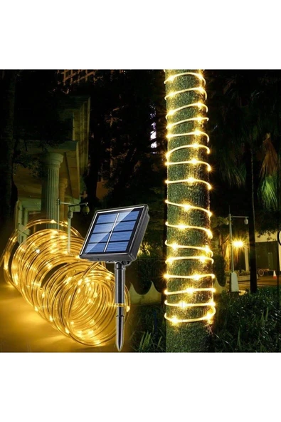 Solar Enerjili Hortum Kaplamalı Sarı Gün Işığı LED İç Dış Mekan Bahçe Balkon Teras Aydınlatma Dekor ürün görseli 1