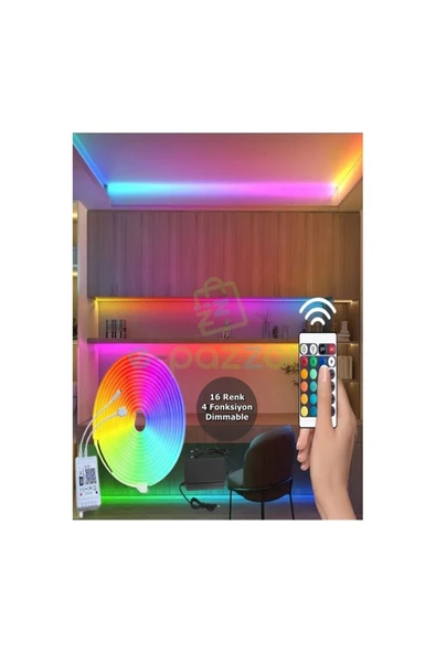 Premium Ticaret  5 Metre 16 Renk RGB Esnek Şerit Neon LED – Uzaktan Kumandalı | 4 Fonksiyon | Dimmable ürün görseli 1