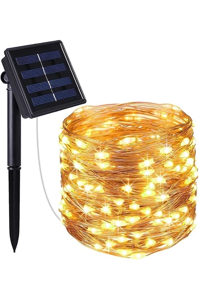 20 Mt Güneş Enerjili Solar Peri Led Işık Dekoratif Bahçe Büyük Panel Aydınlatma Dış Mekan (200 Led) ürün görseli 1