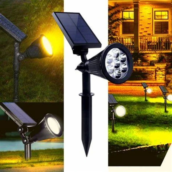 Solar Güneş Enerjili Yer Armatürü Bahçe Ağaç Duvar Aydınlatma Sensörlü Saplamalı Led Işık Çok renkli ürün görseli 1