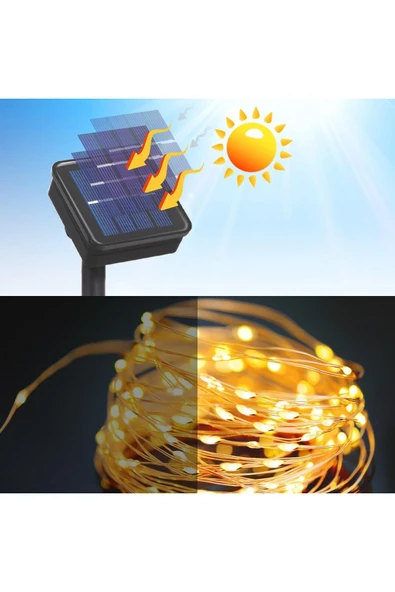 Horasan Ticaret Güneş Enerjili 20 Metre 8 Mod Gün Işığı LED Işık Şeridi ürün görseli 1