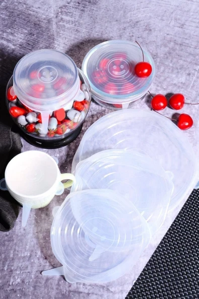 İndirimDiyarı 6’lı Silikon Kapak Set Yıkanabilir, Mikrodalga Fırında Kullanıma Uygun Hava Almaz 6'lı Streç Kapak ürün görseli 1