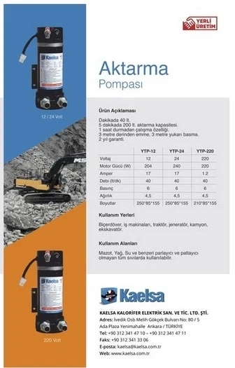 Kaelsa Yakıt Transfer Pompası 12 Volt - Resim 2