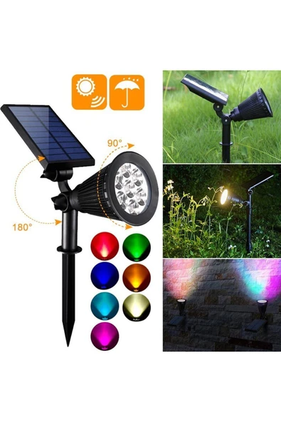 MENFRY Solar Güneş Enerjili Kazıklı Yer Armatürü RGB Ağaç Duvar Bahçe Aydınlatma Işık ürün görseli 1