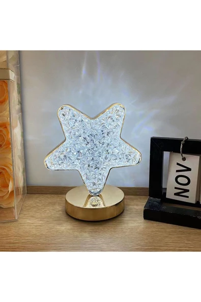 ENASHOP 5V Şarjlı Kristal Yıldız Masa Lambası Akrilik Dokunmatik Ledli ürün görseli 1