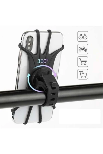 North Buffer® Universal Bisiklet Motosiklet Çocuk Arabası Silikon 360 Derece Telefon Tutucu Tüm Modellerle ürün görseli 1