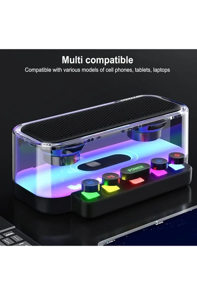 Horasan Ticaret RGB Aydınlatmalı Su Geçirmez IPX5 Bluetooth Hoparlör - Tip C  Mekanik Tuşlar ürün görseli 1