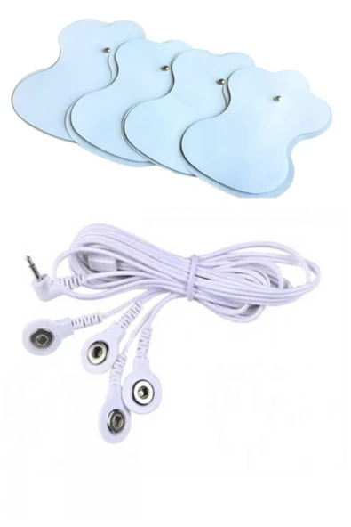 ENASHOP 4 Adet Çıtçıtlı Tens Pedi Ve 4 Uçlu Çıtçıtlı Tens Kablosu Elektro ürün görseli 1
