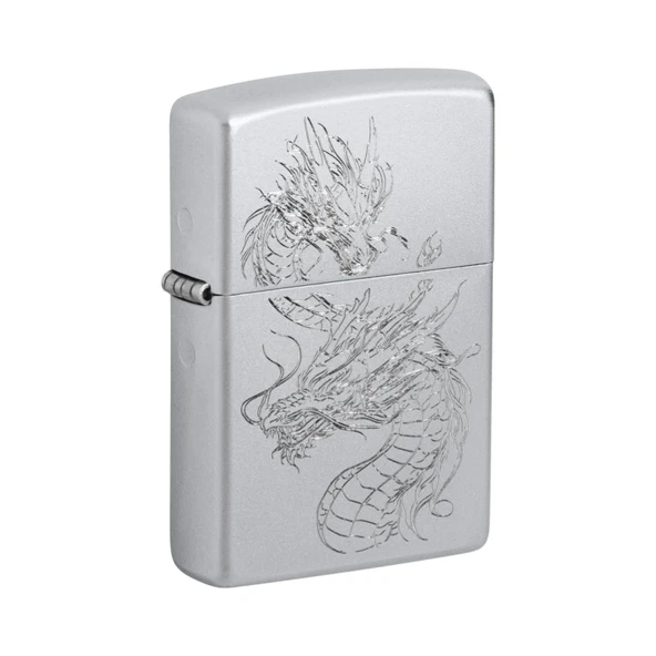 Zippo Dragon Satin Chrome Dizayn Çakmak ürün görseli 1