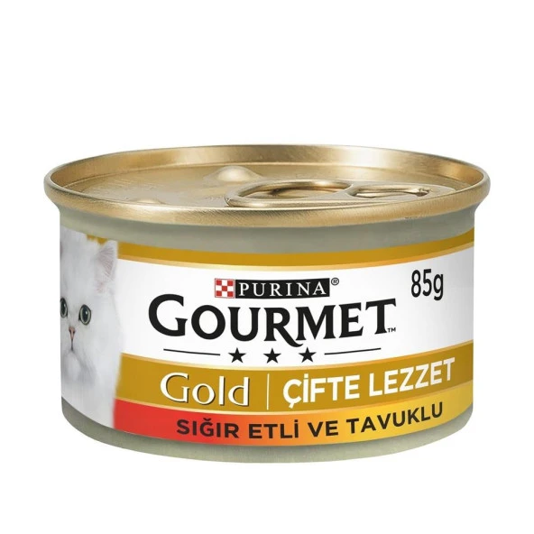Gourmet Gold Parça Etli Sığır Etli Ve Tavuklu Kedi Konservesi 85g ürün görseli 1