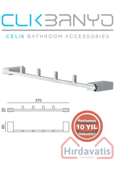 CLK BANYO Paslanmaz Pirinç Titanik 4'lü Askılık Havlu Askısı ürün görseli 1