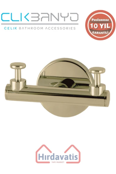 ÇELİK BANYO Paslanmaz Pirinç Flora Askılık İkili Altın Sarı Gold ürün görseli 1
