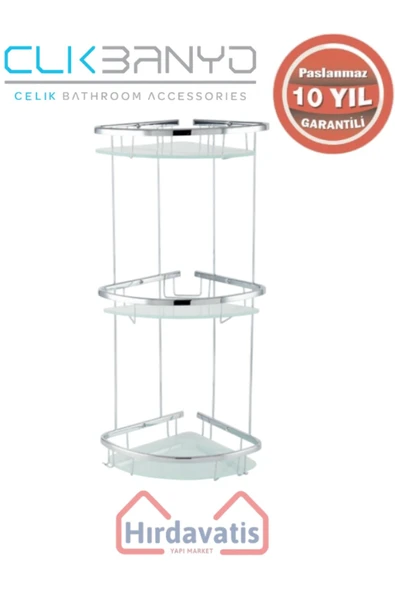 ÇELİK BANYO Paslanmaz Pirinç Karmina Camlı Oval Süngerlik Üçlü 22x22cm Sabunluk Şampuanlık Ve Köşe Süngerlik ürün görseli 1