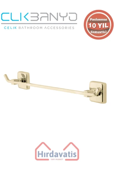 ÇELİK BANYO Paslanmaz Pirinç Kumru Uzun Havluluk 50cm Altın Sarı Gold ürün görseli 1