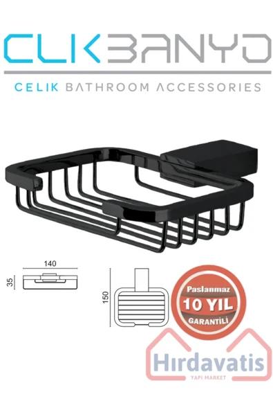 ÇELİK BANYO Paslanmaz Pirinç Titanik Montajlı Katı Sabunluk Mat Siyah ürün görseli 1
