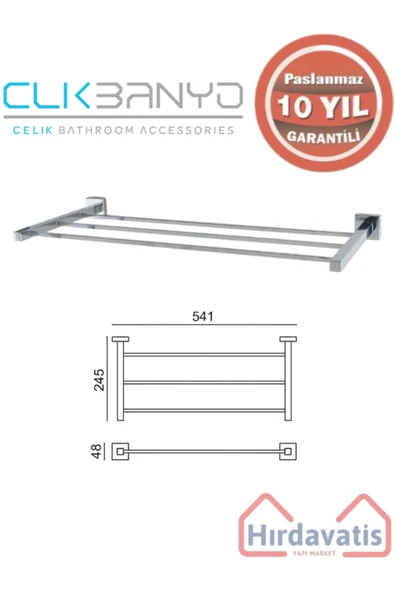 ÇELİK BANYO Paslanmaz Pirinç Tamay Havluluk Düz 50cm ürün görseli 1