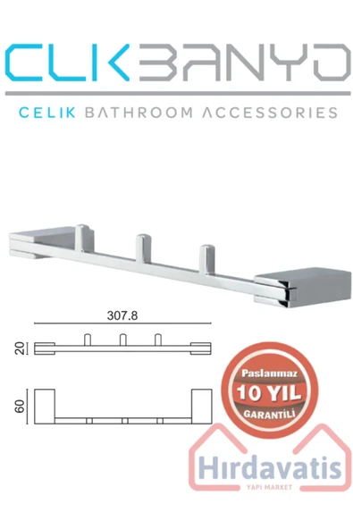 CLK BANYO Paslanmaz Pirinç Titanik 3'lü Set Askılık Havlu Askısı ürün görseli 1
