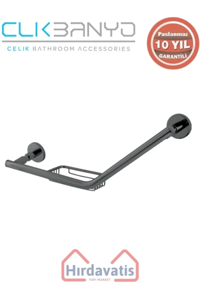 ÇELİK BANYO Paslanmaz Pirinç Flora Küvet Tutamağı Süngerlikli 40cm Mat Siyah ürün görseli 1