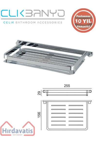 ÇELİK BANYO Paslanmaz Pirinç Mercan Saç ?ampuanlık Krom 15x22cm ürün görseli 1